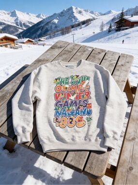 Light Gray Graphic Nagano 1998 Crewneck Sweatshirt